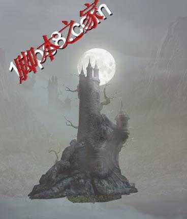 ‘photoshop合成制作美女在恐怖山谷城堡当秋千的场景‘