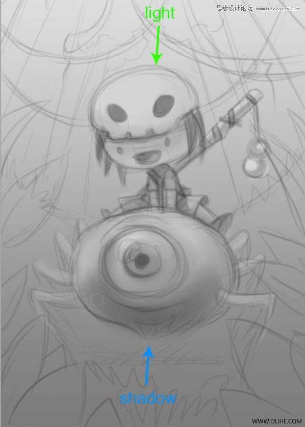 ‘Photoshop绘制一幅骑在宠物蜘蛛上的孩子奇幻插画教程‘