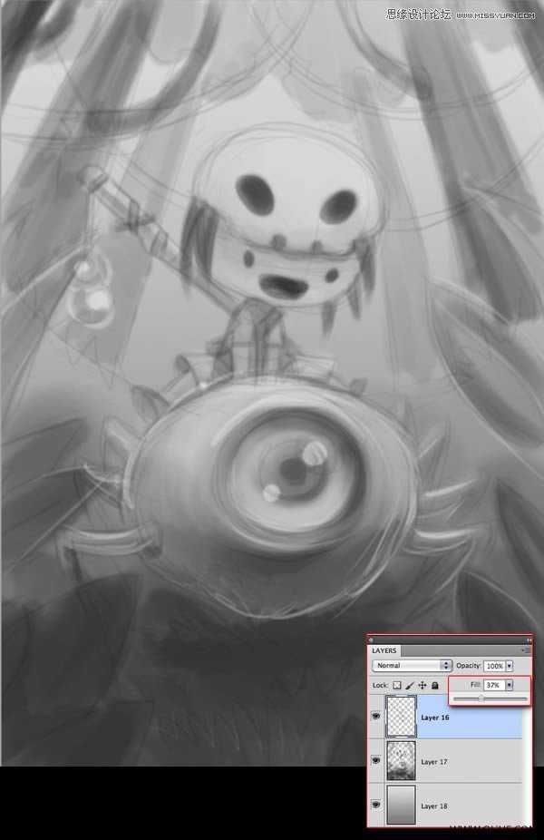 ‘Photoshop绘制一幅骑在宠物蜘蛛上的孩子奇幻插画教程‘