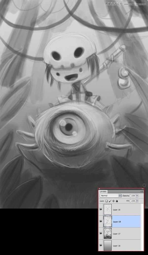 ‘Photoshop绘制一幅骑在宠物蜘蛛上的孩子奇幻插画教程‘