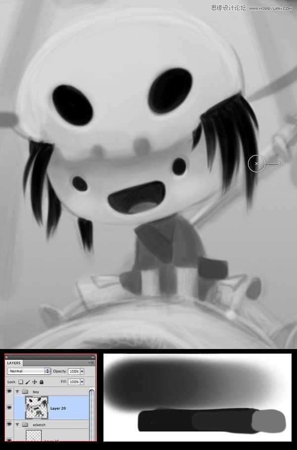 ‘Photoshop绘制一幅骑在宠物蜘蛛上的孩子奇幻插画教程‘