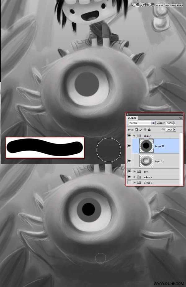 ‘Photoshop绘制一幅骑在宠物蜘蛛上的孩子奇幻插画教程‘