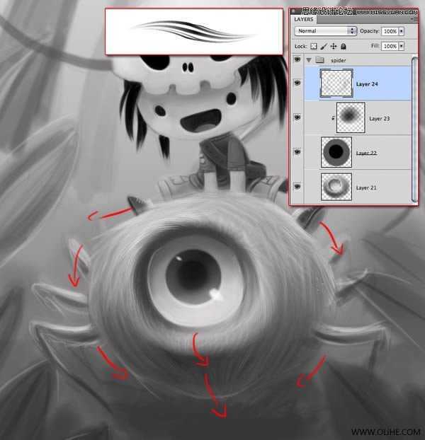 ‘Photoshop绘制一幅骑在宠物蜘蛛上的孩子奇幻插画教程‘