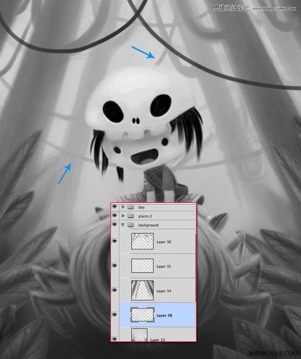 ‘Photoshop绘制一幅骑在宠物蜘蛛上的孩子奇幻插画教程‘