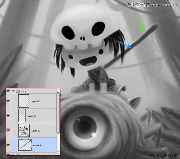 ‘Photoshop绘制一幅骑在宠物蜘蛛上的孩子奇幻插画教程‘