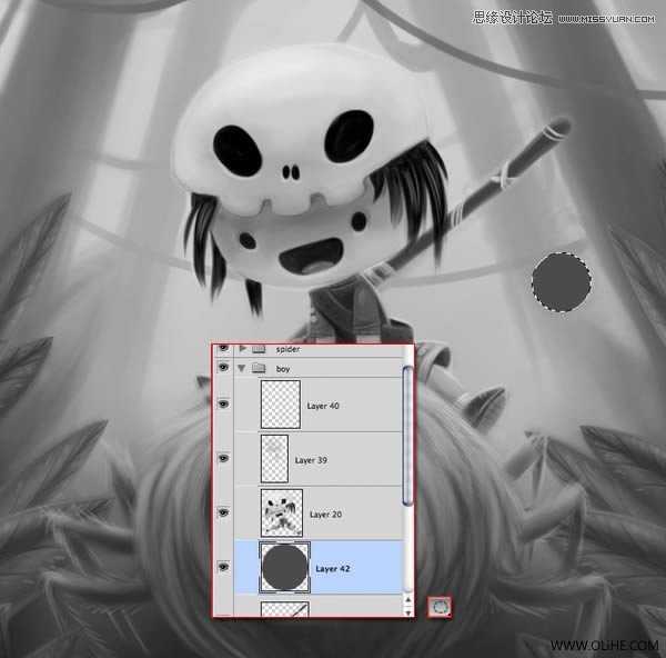 ‘Photoshop绘制一幅骑在宠物蜘蛛上的孩子奇幻插画教程‘