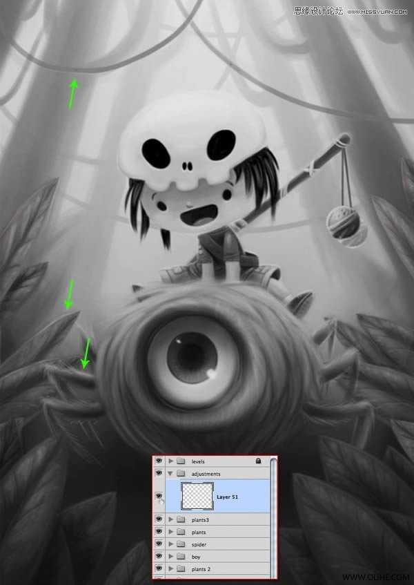 ‘Photoshop绘制一幅骑在宠物蜘蛛上的孩子奇幻插画教程‘