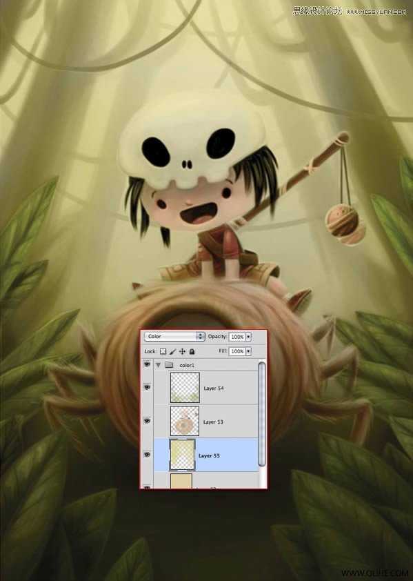 ‘Photoshop绘制一幅骑在宠物蜘蛛上的孩子奇幻插画教程‘