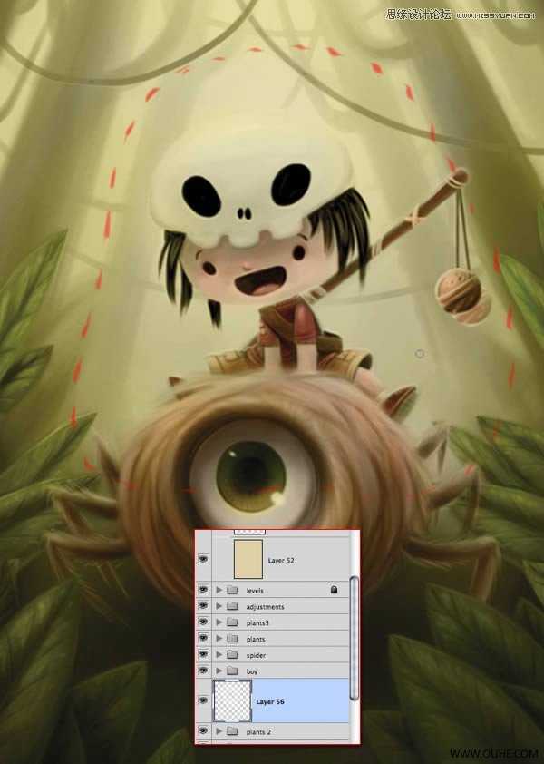 ‘Photoshop绘制一幅骑在宠物蜘蛛上的孩子奇幻插画教程‘