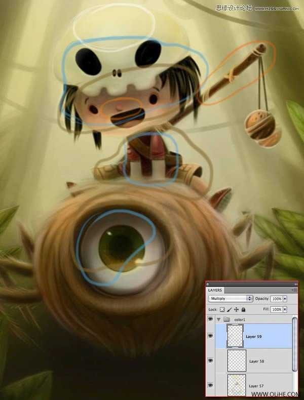 ‘Photoshop绘制一幅骑在宠物蜘蛛上的孩子奇幻插画教程‘