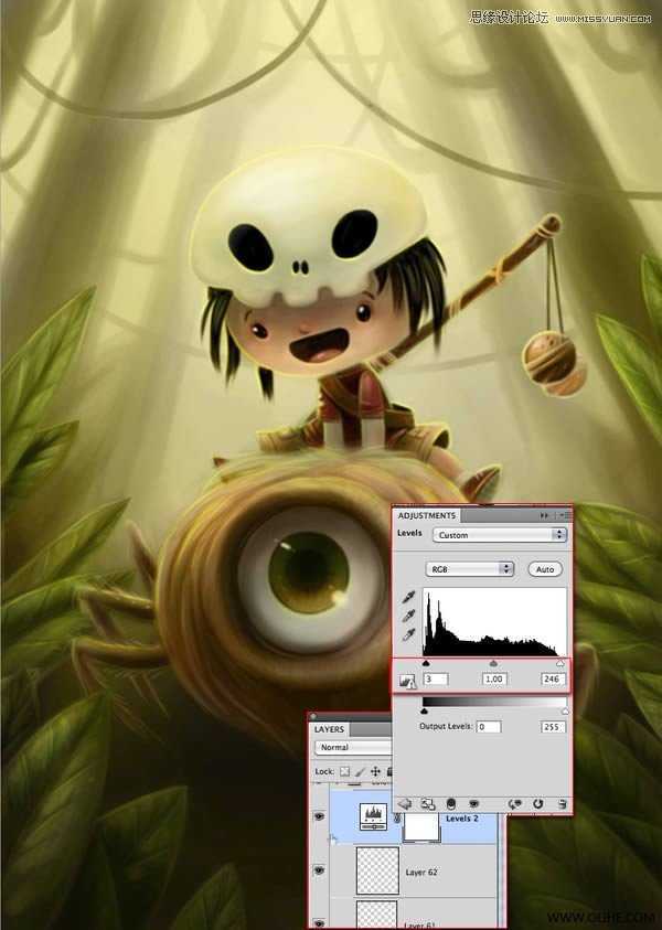 ‘Photoshop绘制一幅骑在宠物蜘蛛上的孩子奇幻插画教程‘