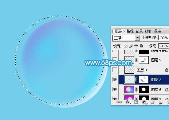 ‘Photoshop制作漂亮的淡蓝色透明泡泡教程‘