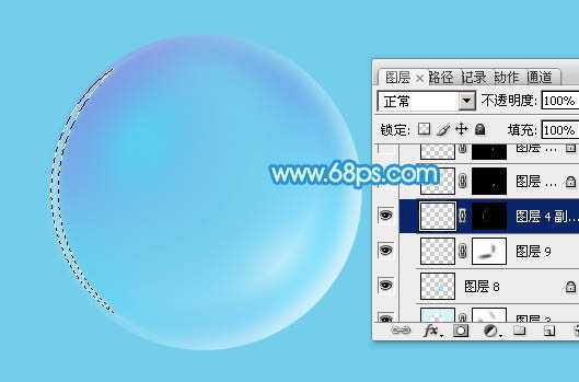 ‘Photoshop制作漂亮的淡蓝色透明泡泡教程‘
