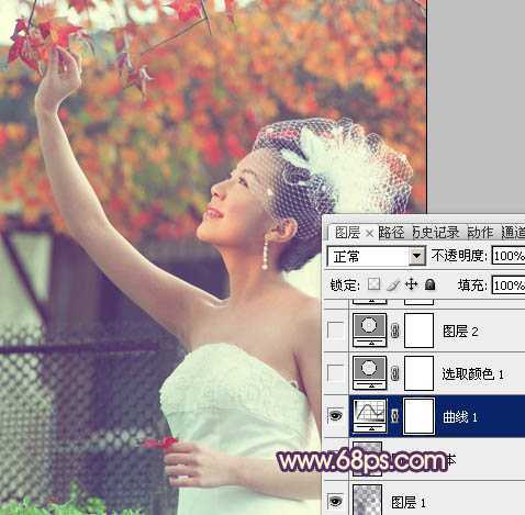 ‘Photoshop将外景人物图片调成甜美的粉橙色‘