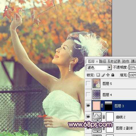 ‘Photoshop将外景人物图片调成甜美的粉橙色‘