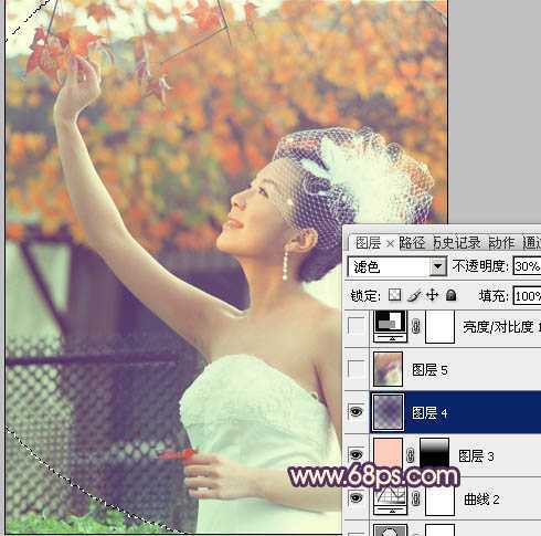 ‘Photoshop将外景人物图片调成甜美的粉橙色‘