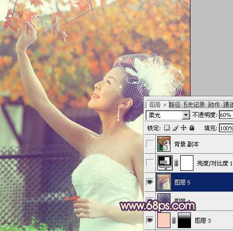 ‘Photoshop将外景人物图片调成甜美的粉橙色‘