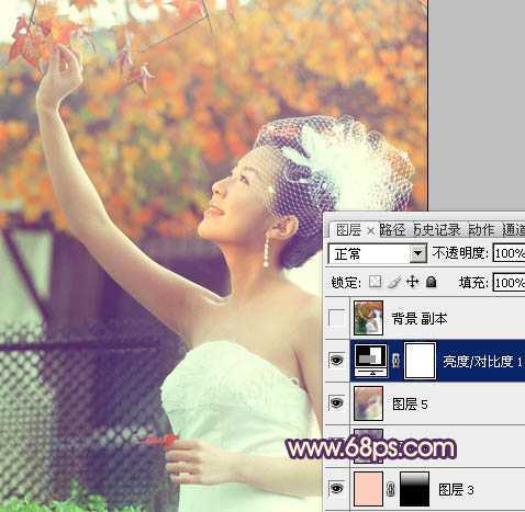 ‘Photoshop将外景人物图片调成甜美的粉橙色‘
