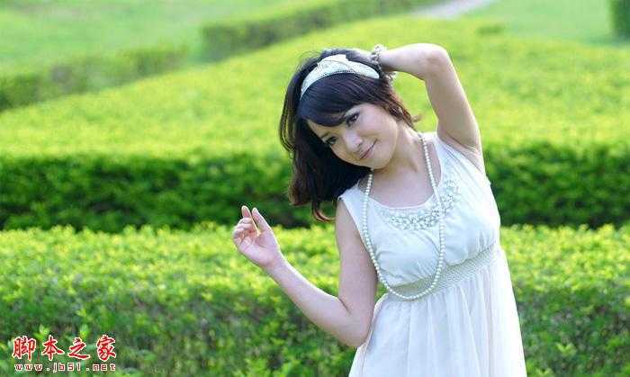 ‘Photoshop将外景美女图片打造出淡淡梦幻的蓝色‘
