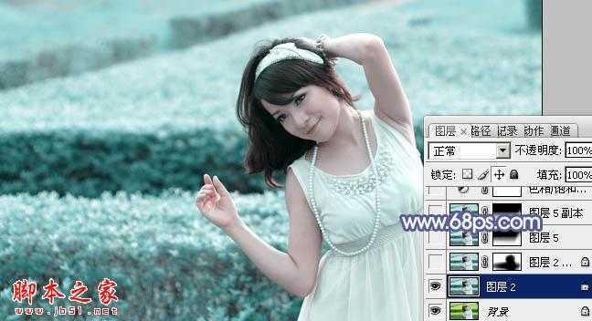 ‘Photoshop将外景美女图片打造出淡淡梦幻的蓝色‘
