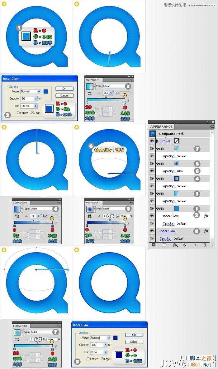 Illustrator制作蓝色苹果QuickTime标志,脚本之家