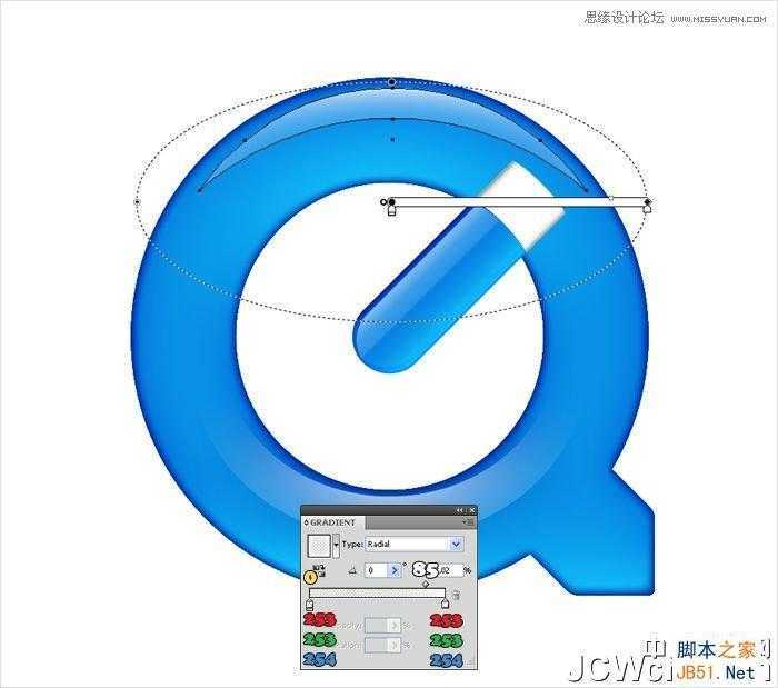 Illustrator制作蓝色苹果QuickTime标志,脚本之家