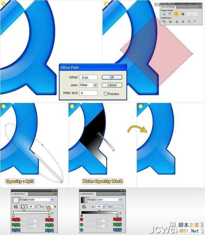 Illustrator制作蓝色苹果QuickTime标志,脚本之家