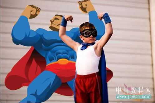 Photoshop搞怪：小孩的身后有妖怪