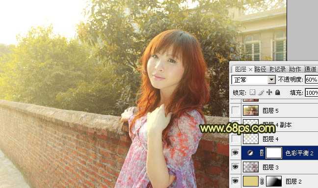 ‘Photoshop将外景人物图片调成柔和的初夏阳光色‘