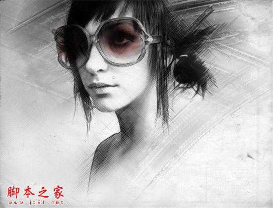 ‘Photoshop将人物头像转为黑白水彩画效果‘