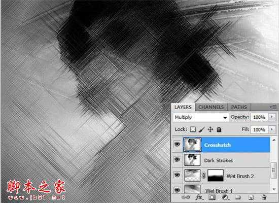 ‘Photoshop将人物头像转为黑白水彩画效果‘