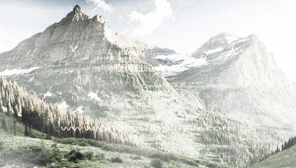 ‘Photoshop将翠绿的夏季图片转为冬季雪山效果‘