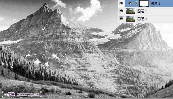 ‘Photoshop将翠绿的夏季图片转为冬季雪山效果‘