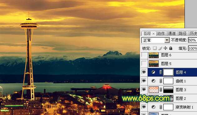‘Photoshop打造青黄色夜景图片效果‘