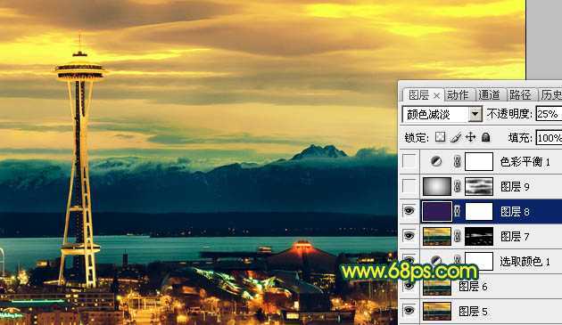 ‘Photoshop打造青黄色夜景图片效果‘