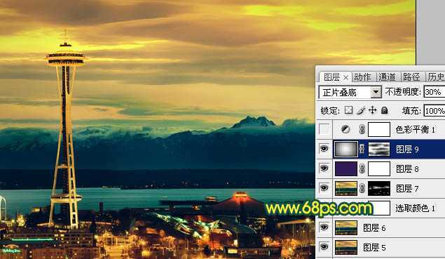 ‘Photoshop打造青黄色夜景图片效果‘