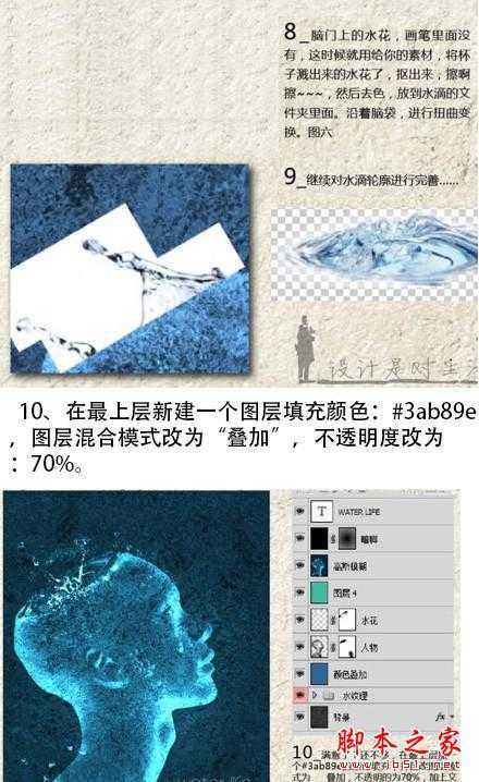 ‘教你如何用PS制作出蓝色水珠人像海报效果‘
