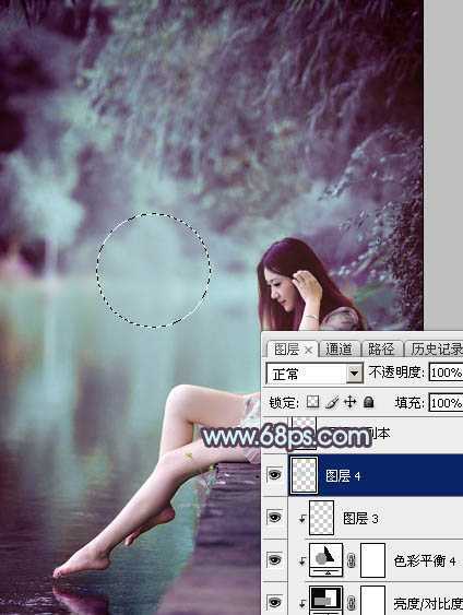 ‘Photoshop为湖景美女图片调制出唯美的青紫色‘
