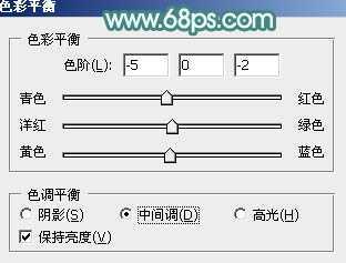 ‘Photoshop将桃花林中的美女加上清爽的古典淡青色‘