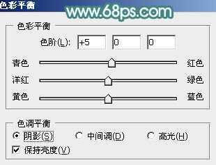 ‘Photoshop将桃花林中的美女加上清爽的古典淡青色‘