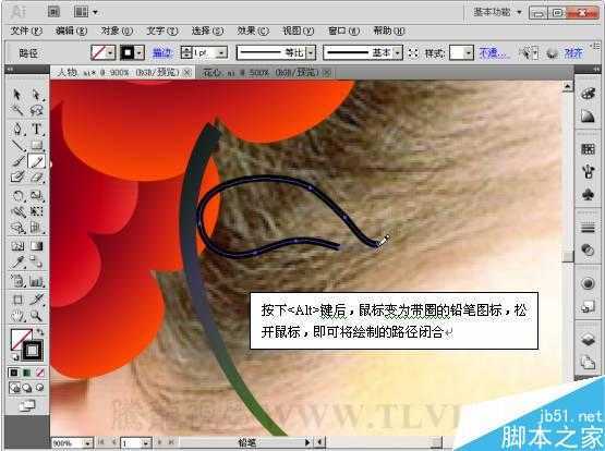 AI自由路径绘制妆点照片 脚本之家 AI实例教程