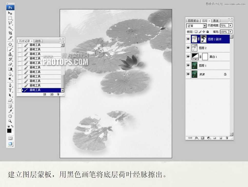 ‘教你用Photoshop把废弃的荷花图制作戏鱼图封面‘