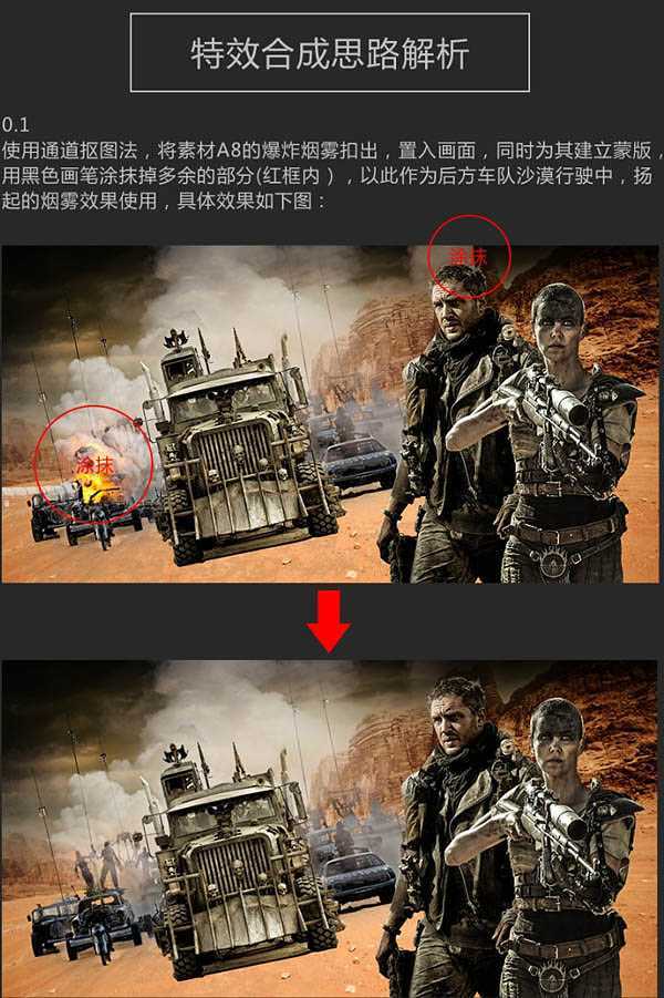 ‘Photoshop设计制作惊险的沙漠战争题材电影海报‘