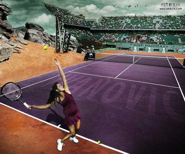 ‘Photoshop合成户外体育馆羽毛球比赛图片‘