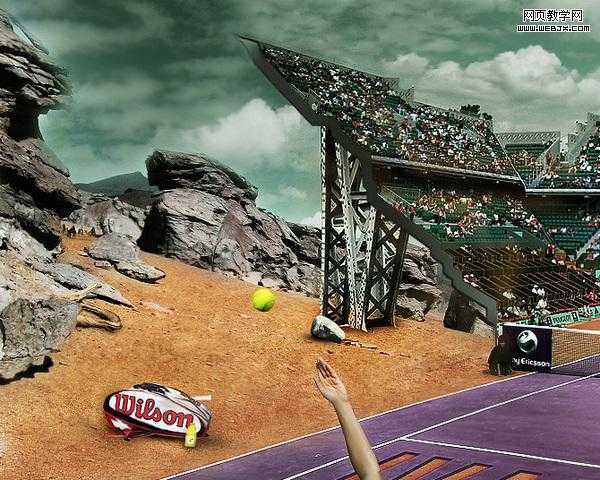 ‘Photoshop合成户外体育馆羽毛球比赛图片‘