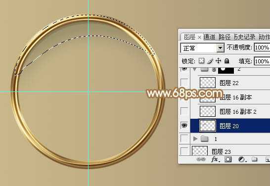 ‘Photoshop制作精致的金色木柄放大镜‘