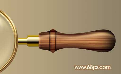 ‘Photoshop制作精致的金色木柄放大镜‘