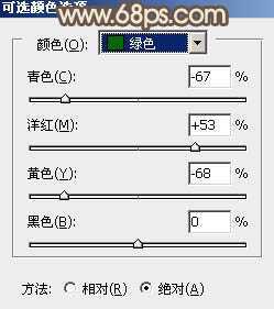 ‘Photoshop将树林人物图片调制出纯美的淡黄色效果‘