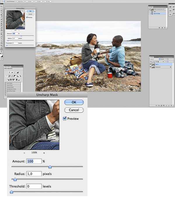 ‘Photoshop将海边人物图片打造出怀旧的暗褐色效果‘