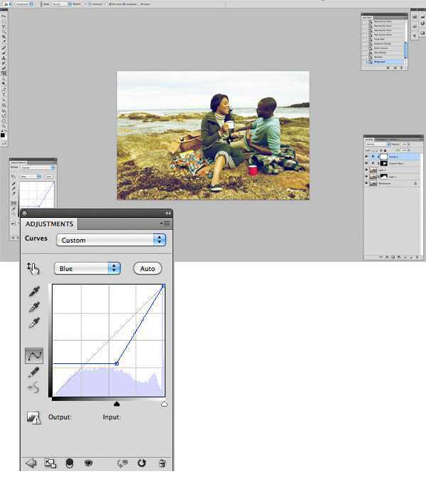 ‘Photoshop将海边人物图片打造出怀旧的暗褐色效果‘